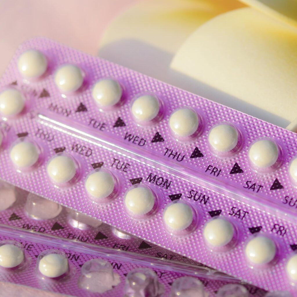 Weekly supply of woman's birth control pills.